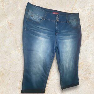 Womens Cropped Denim Capri Pants 24W Stretchy Casual Comfort Y2k Summer